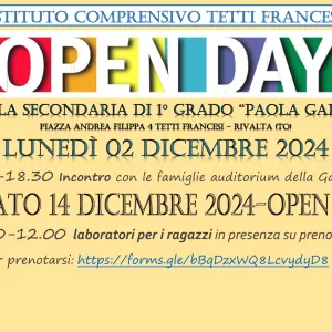 OPEN DAY SCUOLA SECONDARIA PRIMO GRADO GARELLI 