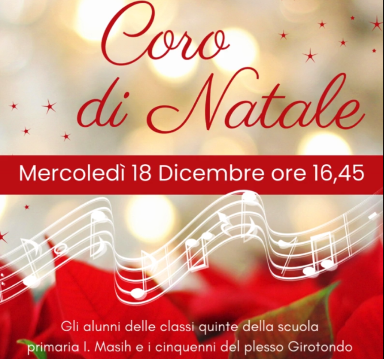 INVITO SALUTI DI NATALE 18 DICEMBRE 2024 - CLASSI QUINTE PRIMARIA MASIH E CINQUENNI INFANZIA GIROTONDO